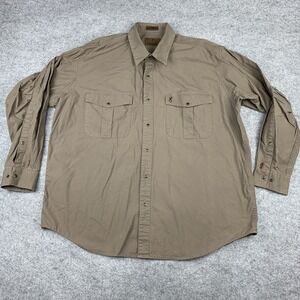 Browning Mens Size 2XL Brown Super Naturals Cotton Snap Buttons Long Sleeve